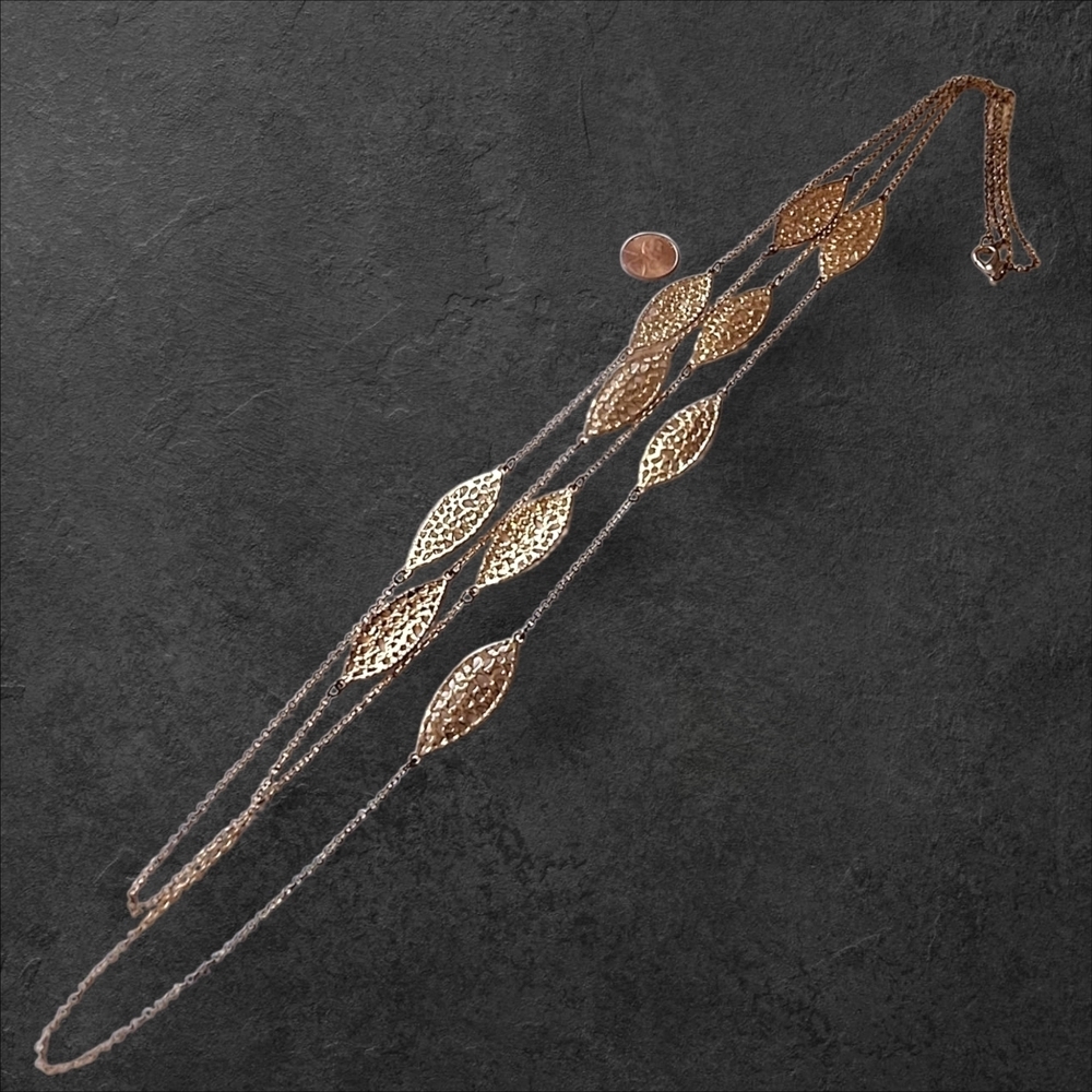 Vintage Gold Leaf Necklace 40"